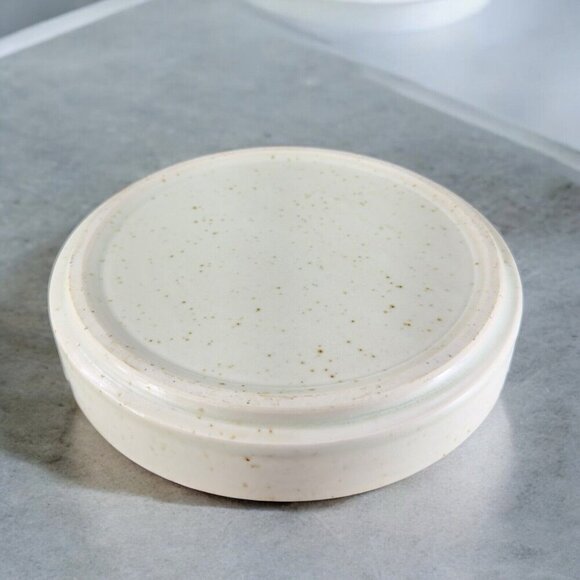 Vintage Japanese Pottery Round Speckled Ashtray Dish Bowl Abstract Flowers Vtg - Picture 2 of 15